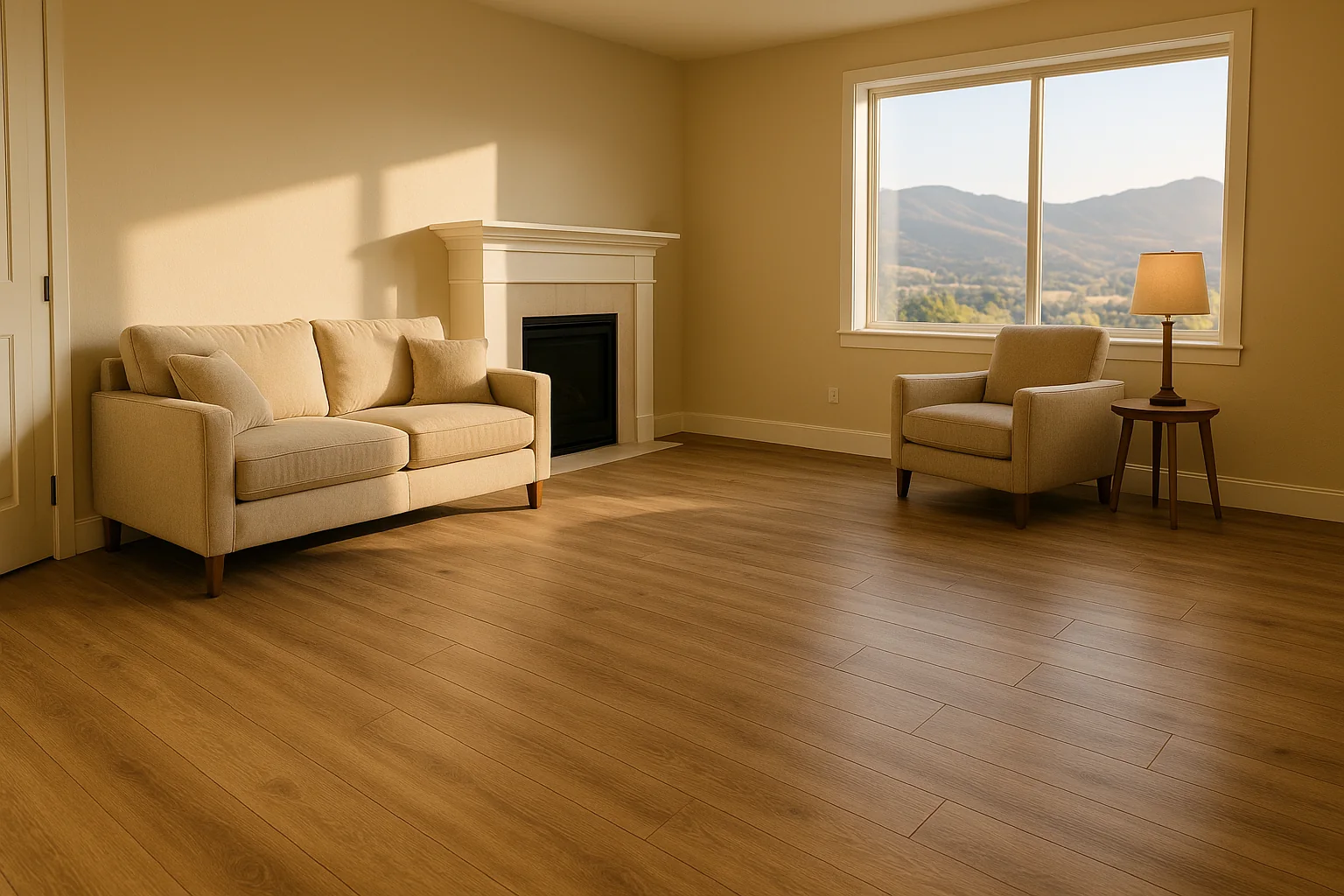 New luxury vinyl plank flooring in a Medford home living space